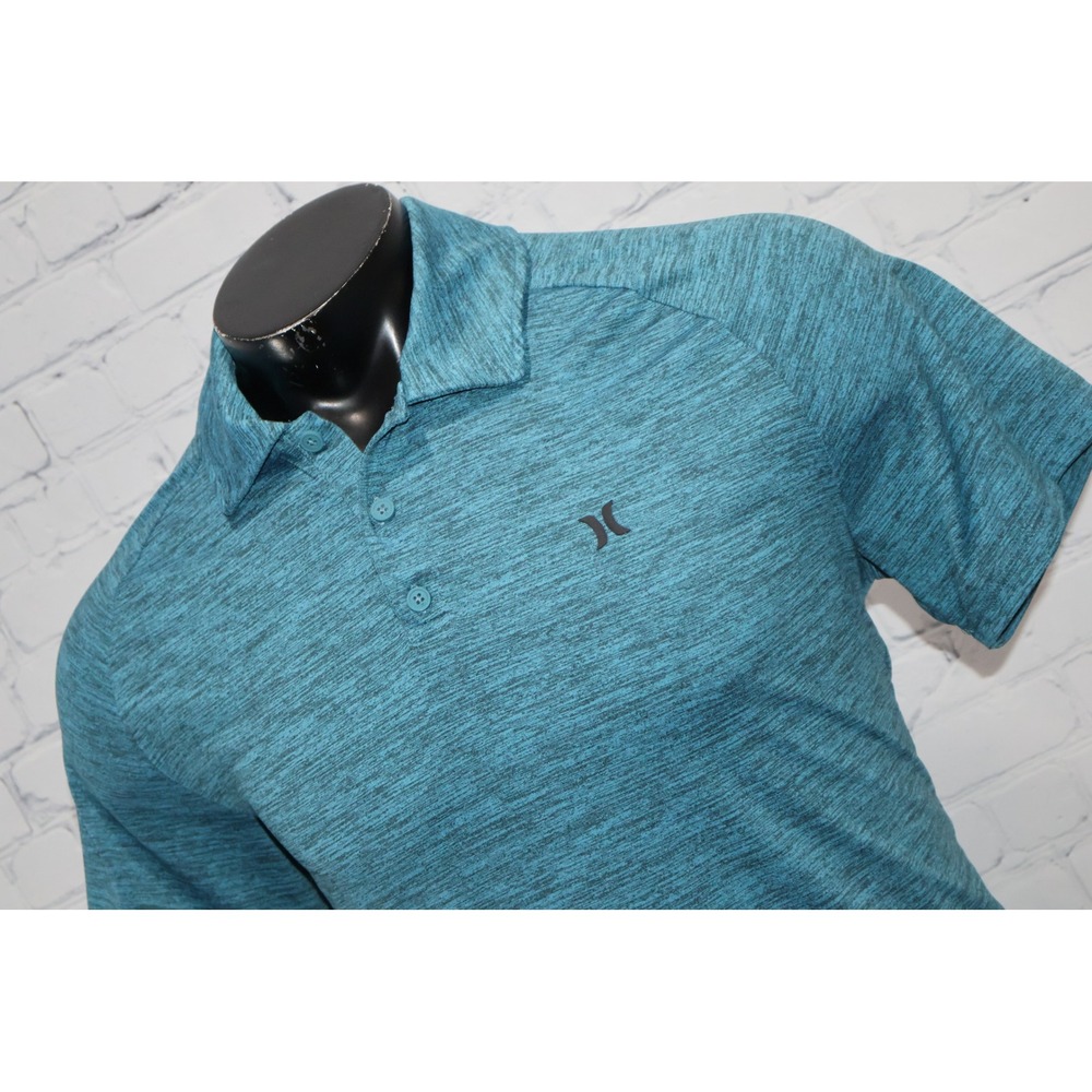 Hurley Polo Shirt Men Large Blue Space Dye Short Sleeve Logo Performance Golf